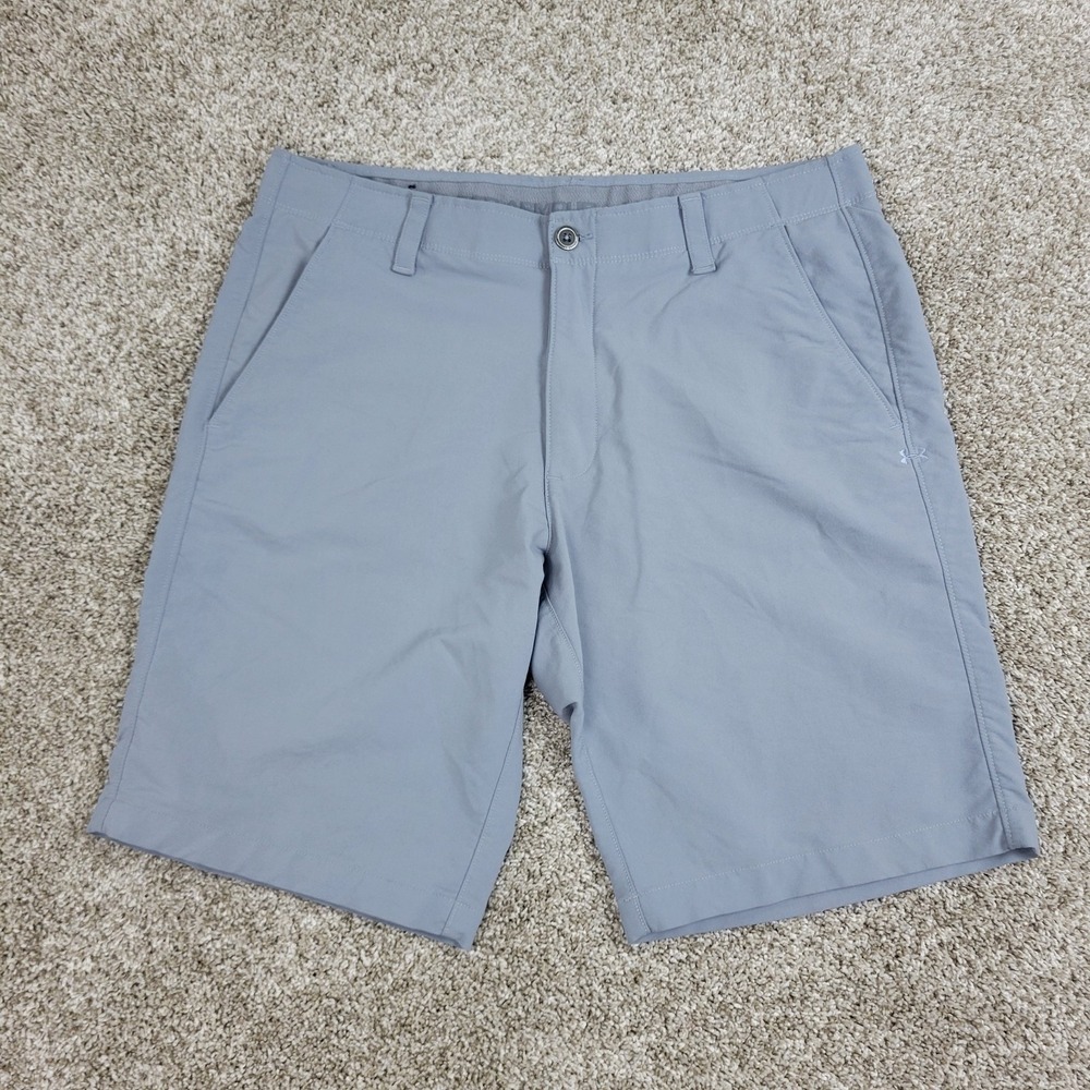 Under Armour Mens 36 Gray Performance Stretch Elastic Waist Chino Golf Shorts